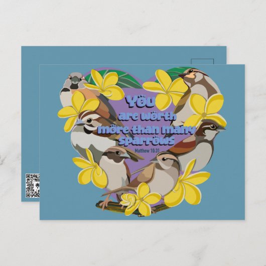 Je bent meer waard dan veel mussen briefkaart (Voorkant / Achterkant)