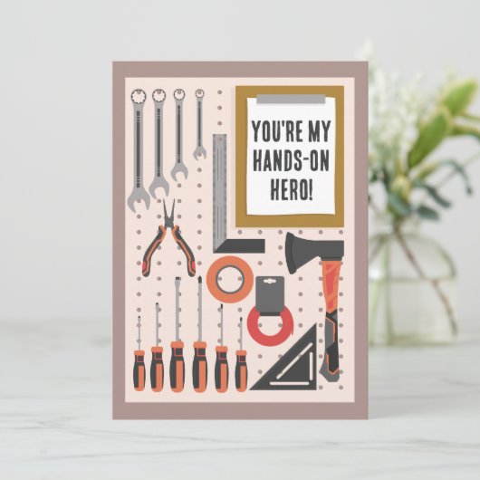 Je bent mijn held, pap Vaderdag Tools Feestdagenkaart (Staand voorkant)