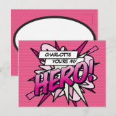 Je bent mijn HERO Fun Retro Comic Book Pop Art Briefkaart (Voorkant / Achterkant)