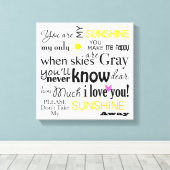 Je bent mijn Sunshine Canvas Word Art Afdruk (Insitu (Houten vloer))