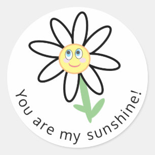 Je bent mijn Sunshine CuteHappy Daisy Flower Stick Ronde Sticker