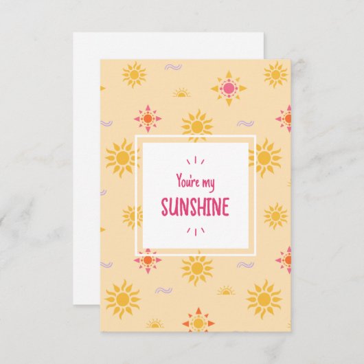 Je bent mijn Sunshine Flat Bedankt Card (Voorkant / Achterkant)