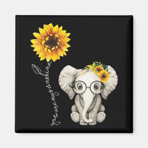 Je bent mijn Sunshine Hippie Sunflower Elephant Magneet