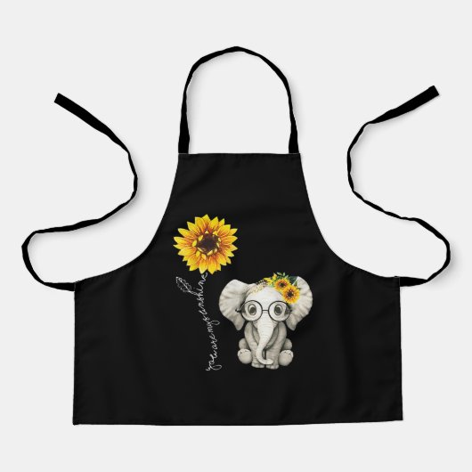 Je bent mijn Sunshine Hippie Sunflower Elephant Schort (Voorkant)