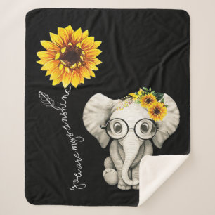 Je bent mijn Sunshine Hippie Sunflower Elephant Sherpa Deken