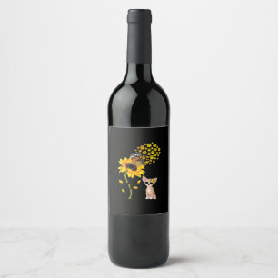 Je bent mijn Sunshine Sunflower Chihuahua Mannen V Wijn Etiket