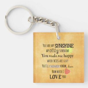 Je bent mijn Sunshine Word Art Typografie Sleutelhanger