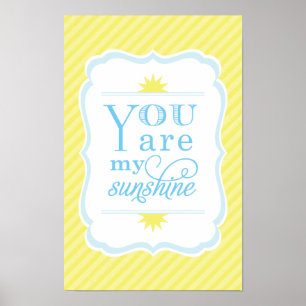 Je bent mijn Sunshine Yellow en Sky Blue Nursery Poster