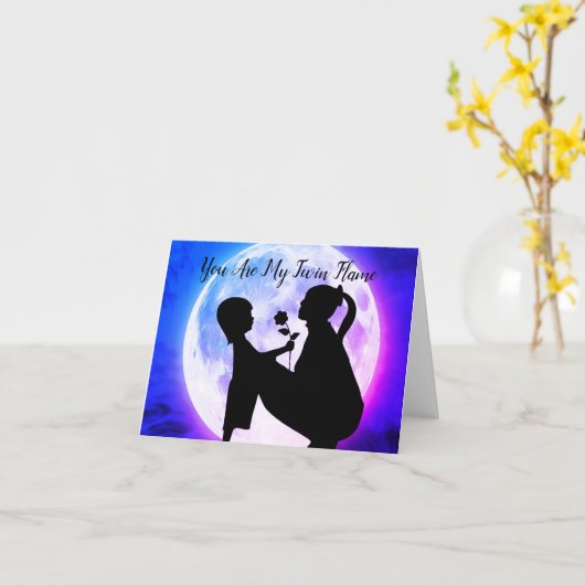 Je bent mijn tweelingvlam moeder en dochter moon kaart (Gele Bloem)