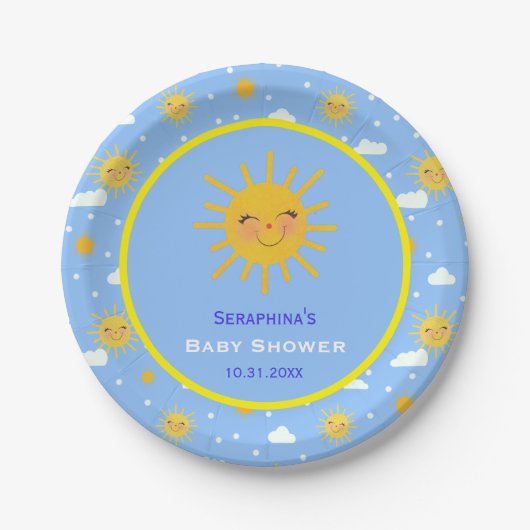 Je bent mijn zonneschijn die het Baby shower van d Papieren Bordje (Voorkant)