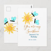 Je bent mijn zonneschijn geel oranje zon blauw bot briefkaart (Voorkant / Achterkant)