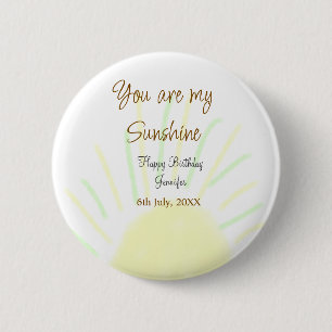 Je bent mijn zonneschijn gele pastel verjaardag na ronde button 5,7 cm