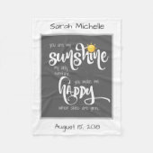 Je bent mijn zonneschijn, gepersonaliseerd grijs-w fleece deken (Voorkant)