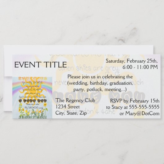 Je bent mijn zonneschijn kaart (Voorkant)