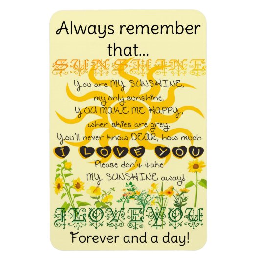 Je bent mijn zonneschijn magneet (Verticaal)