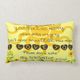 Je bent mijn zonneschijn met bloemen in Geel Kussen