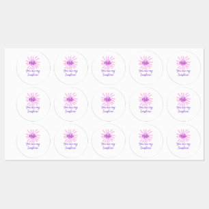 Je bent mijn zonneschijn paarse roze pastel zonnes labels