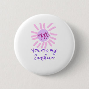 Je bent mijn zonneschijn paarse roze pastel zonnes ronde button 5,7 cm