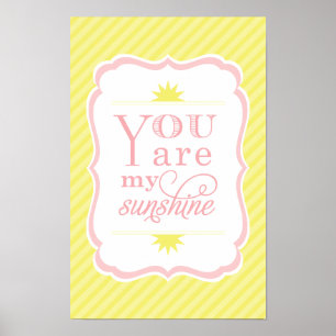 Je bent mijn zonneschijnige blush Baby Girl Nurser Poster