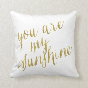 Je bent mijn zonnige citaat Faux Gold Foil Sparkly Kussen