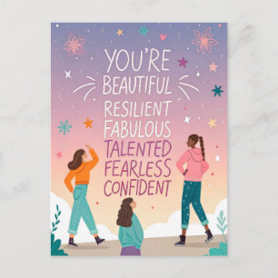 Je bent mooi en onverschrokken Motivatie quote Briefkaart
