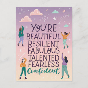 Je bent mooi en onverschrokken Motivatie quote Briefkaart