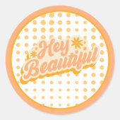 Je bent mooi jaren '60 Roze en Sinaasappel Ronde Sticker (Voorkant)