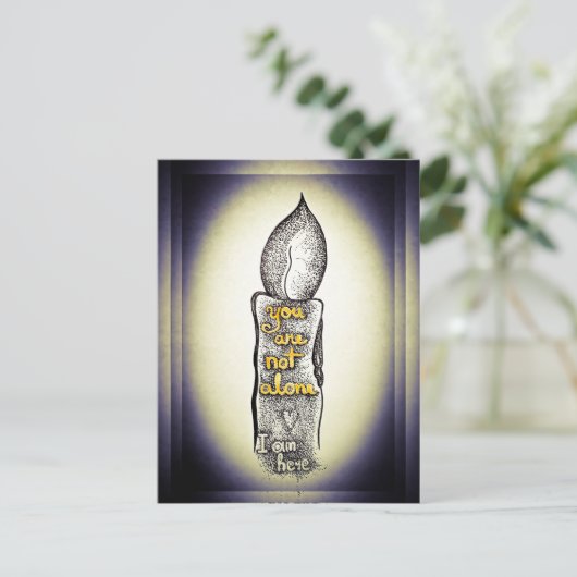 Je bent niet alleen kaars liefdevolle vriendschap briefkaart (Staand voorkant)