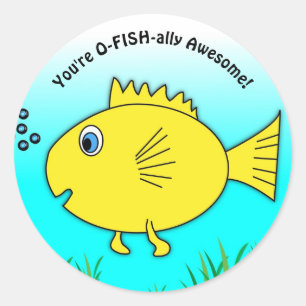 Je bent O-Fish-Geweldige zwemende goudvis Ronde Sticker