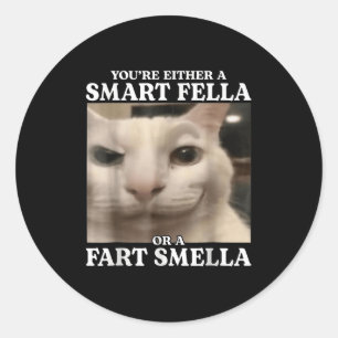 Je bent óf een slimme vent óf een scheet ruikende ronde sticker