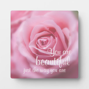 Je bent prachtig, net zoals je bent en roze Rose Fotoplaat
