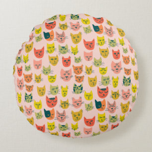 Je bent Prufect. Cute Colorful Cats Pattern Rond Kussen