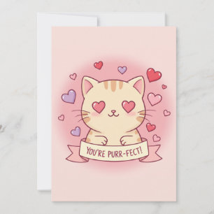 Je bent Purr-fect! Schattige Valentijnsdag Kat Feestdagenkaart