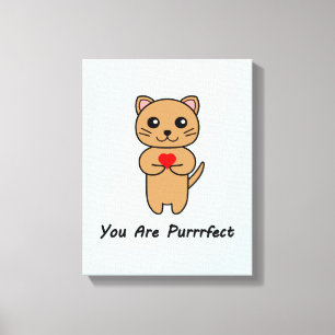 Je bent Purrrfect - Blauwe Achtergrond Canvas Afdruk
