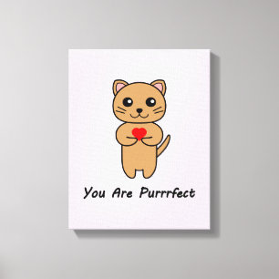 Je bent Purrrfect - Roze Achtergrond Canvas Afdruk