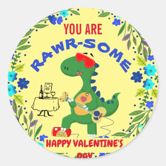 Je bent Rawrsome - Dinosaur Valentijn Sticker (Voorkant)