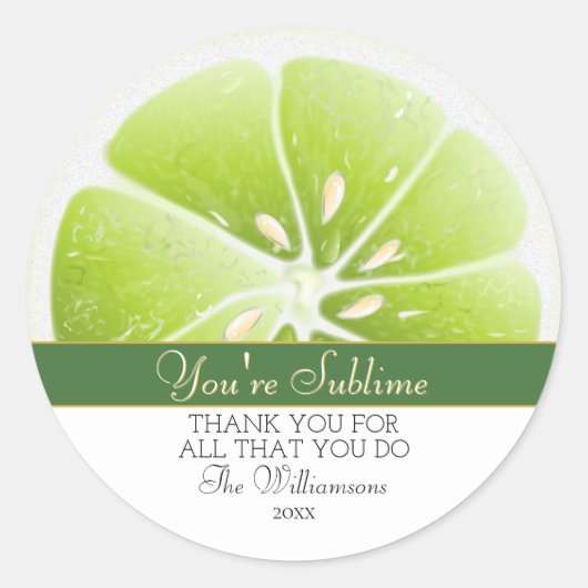 Je bent Sublime Lime Citrus Fruit | Dank je Ronde Sticker (Voorkant)