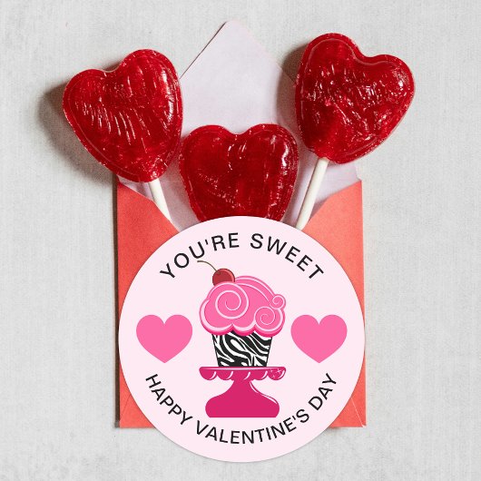 Je bent Sweet Happy Valentine's Day Cupcake Ronde Sticker