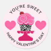 Je bent Sweet Happy Valentine's Day Cupcake Ronde Sticker (Voorkant)