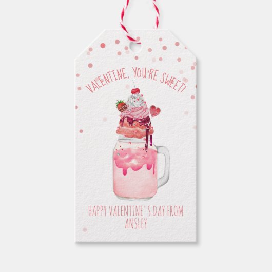 Je bent Sweet Valentijn Snoep Love Milkshake Cadeaulabel (Voorkant)