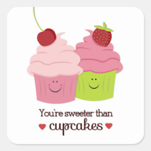 Je bent Sweeter dan Cupcakes Valentijn Stickers
