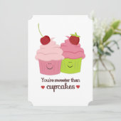 Je bent Sweeter dan Cupcakes Valentijnsdag Flat Feestdagenkaart (Staand voorkant)