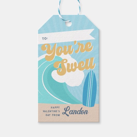 Je bent Swell Surfer Classroom Valentijnsdag Cadeaulabel (Voorkant)