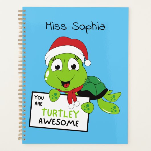 Je bent Turtley Geweldige Funny Turtle Puns Blue Planner (Voorkant)