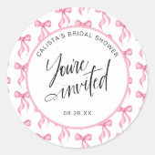 Je bent uitgenodigd Bow Vrijgezellenfeest Envelope Ronde Sticker (Voorkant)