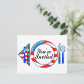 Je bent uitgenodigd (rood wit blauw) uitnodiging briefkaart (Staand voorkant)