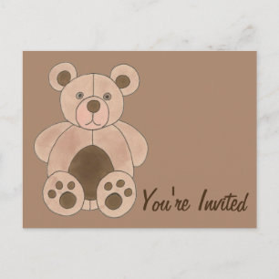 Je bent uitgenodigd voor Brown Teddy Bear Birthday Uitnodiging Briefkaart