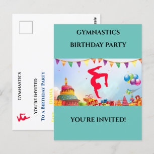 Je bent uitgenodigd voor een Gymnastiekpartij op p Briefkaart
