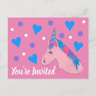 Je bent uitgenodigd voor een roze Unicorn Magical Uitnodiging Briefkaart