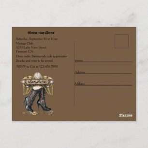Je bent uitgenodigd voor mijn Steampunk reüleparty Briefkaart